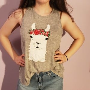 Alya Sleevles Tshirt with llama design